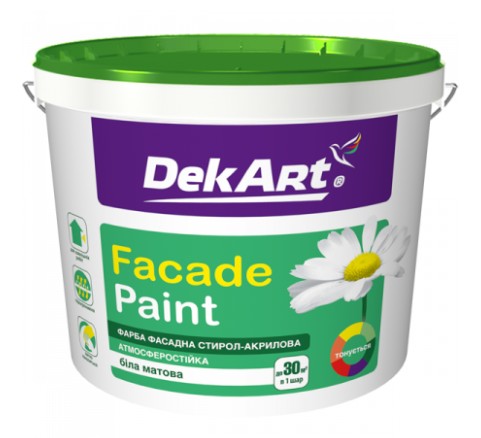 Фарба фасадна "Facade Paint", біла матова, ТМ "DekArt" -6,3 кг